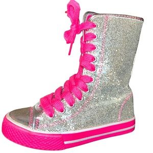 The Childrens Place Silver Glitter High Top Shoes